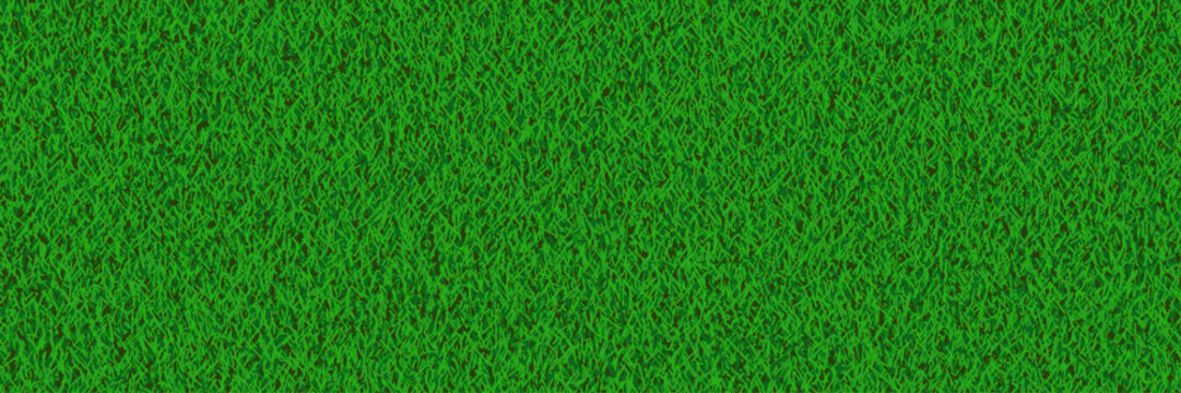 Green grass texture. Green Soccer Grass Field Banner. Seamless Turf Pattern Top View of Stadium Pitch. Realistic Sport Ground Texture for Football. Vector illustration.