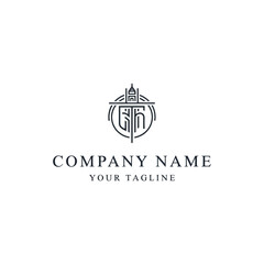 Company Logo Design Template with Crest.