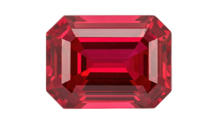 Isolated Ruby gemstone on plain background, precious stone, mineral specimen in bright light