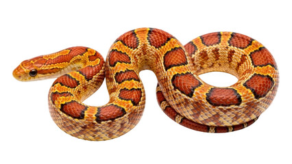 Fototapeta premium Isolated Corn Snake Coiled, Pet Snake with Scales, Animal Reptile, Wildlife Specimen, Nature