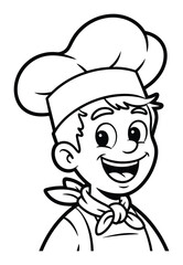 Obraz premium Cheerful Cartoon Chef Boy with Toque and Bandana, Ready to Cook