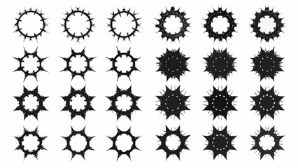 Collection of circular spiky designs arranged in a grid pattern