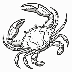 A black and white drawing of a crab © moriom  