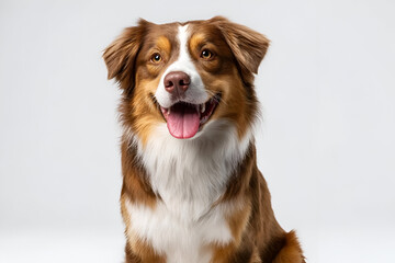 Fototapeta premium A joyful and playful dog with a friendly expression, ideal for pet photography and animal lovers.