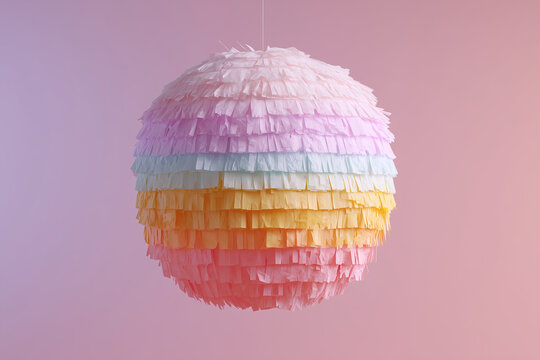 Minimal modern pinata in pastel tones hanging against a clean background