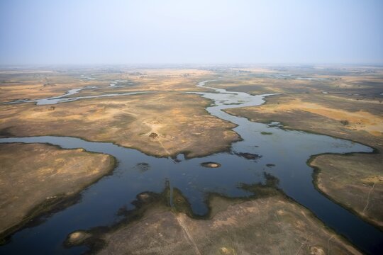 Wetland, landscape, aerial view of the Okavango Delta, near Maun, Okavango Delta, Botswana