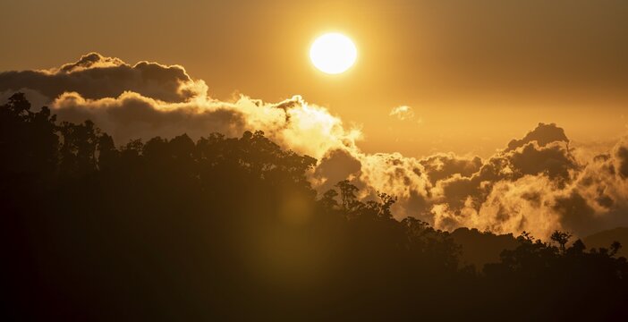 Evening mood, clouds over cloud forest, mountain rainforest, Parque Nacional Los Quetzales, Costa Rica