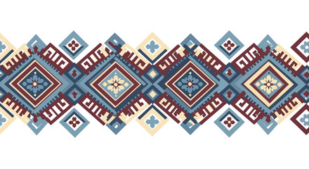 Traditional Geometric Ethnic Ornament Seamless Border Design