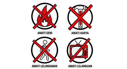 Compilation of Safety and Prohibition Symbols for Various Activities and Environments
