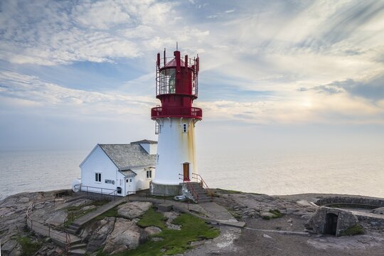 Lindesnes lighthouse at Norway's southernmost point, South Cape, Norway