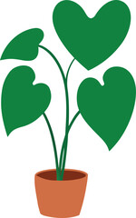Heartleaf philodendron potted plant botanical illustration design © shahadat