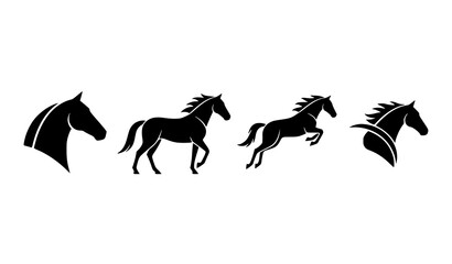 Fototapeta premium Minimal Horse Silhouette Logo Set – Black Equine Vector Icons