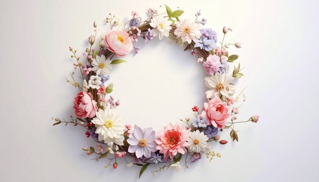 Beautiful floral wreath with colorful flowers.
