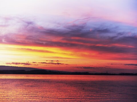 Sunset on Lake Zug, Oberwil, Canton Zug, Switzerland