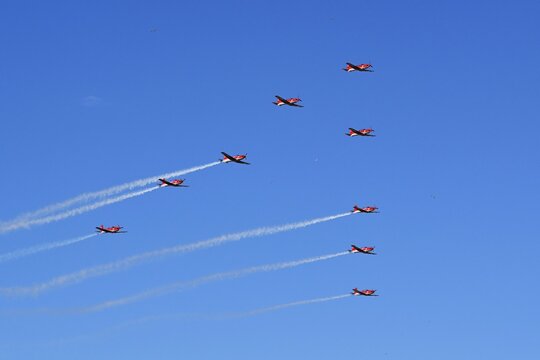 Formation flight of the Patrouille Suisse with the PC-7 team, Zugerseefest 2022, Canton Zug