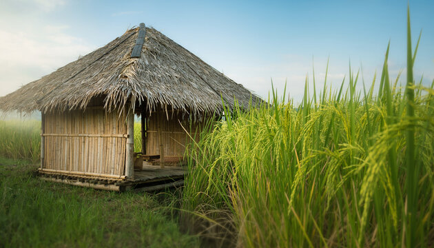 hut in the rice field