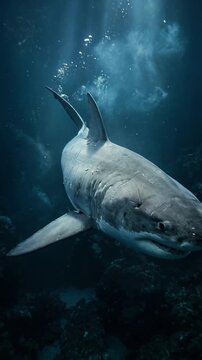 A video shot of a shark inder ocean 