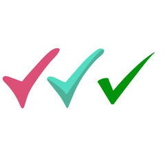 Rose Pink, Turquoise, Forest Green color check marks silhouette illustrator