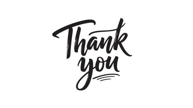 Vector graphic illustration of thank you text in modern cursive handwritten typography on a clean white background