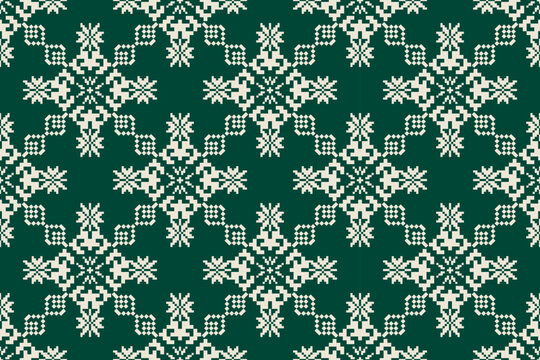 Pixel ethnic pattern. Traditional Ukrainian Cross-Stitch Embroidery. Ethnic oriental Pixel pattern background. Abstract,vector,illustration. Texture,clothing,frame,decoration,rug wallpaper, carpet