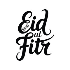 Obraz premium Eid ul Fitr 2026 greeting text illustration design element