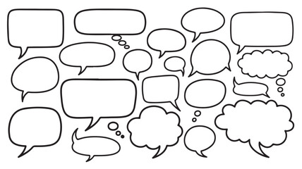 Fototapeta premium Collection of various blank speech bubbles and thought bubbles in different shapes and sizes for comic and dialogue illustrations