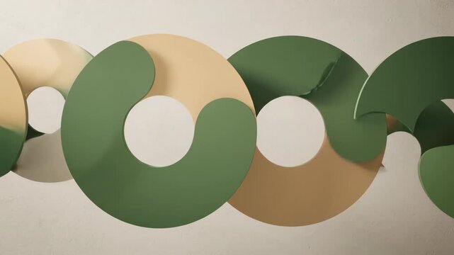 Abstract Paper Circles Rotating and Interlocking in a Seamless Loop.