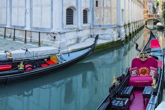 Gondolas, San Marco district, Venice, lagoon city, Veneto, Venice, Italy