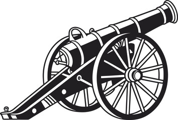 Fototapeta premium Traditional cannon silhouette, simple flat vector design.