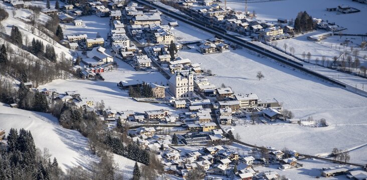 Snow-covered valley, Brixen im Tha, Tyrol, Austria