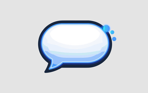 Glossy Blue Speech Bubble Icon, Modern 3D Style Chat and Communication Flat Illustration