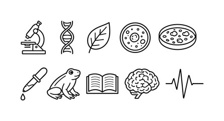 Fototapeta premium Science and biology linear icon set. Research, laboratory, experiment line icons collection