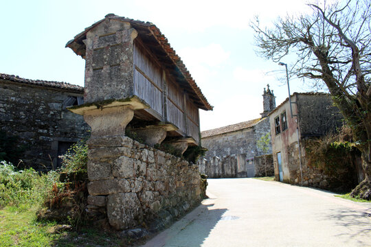 Stone Pillar Horreo in Eirexe July 2024 Rural Granary