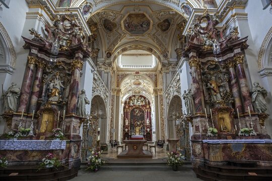 Basilica St. Lorenz, Benedictine Abbey, chancel, interior view, Kempten, Allg&auml;u, Bavaria, Germany