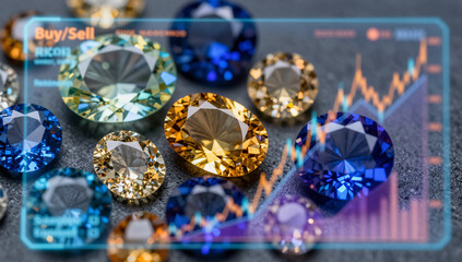 Fototapeta premium Loose Gemstone Trading Platform with Real Time Holographic HUD