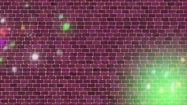 Abstract Animated Brick Wall with Colorful Glow, Vibrant Motion Background Featuring Radiant Lights, Surreal Animation with Artistic Sparkle, Dynamic Backdrop of Textured Brick Surface, Creative Anima