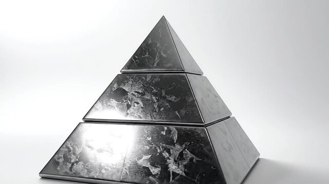 A modern llic pyramid structure with a layered design against a clean white background.
