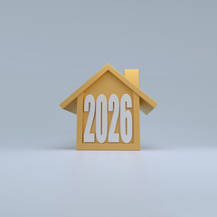 Golden house icon showing 2026 real estate projections