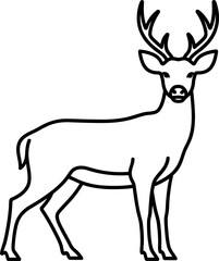 Obraz premium Elegant black and white outline illustration of a majestic deer with impressive antlers, isolated on a clean white background.