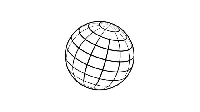 Animated globe icon, looping motion graphic, Alpha channel, transparent background. 4k video.