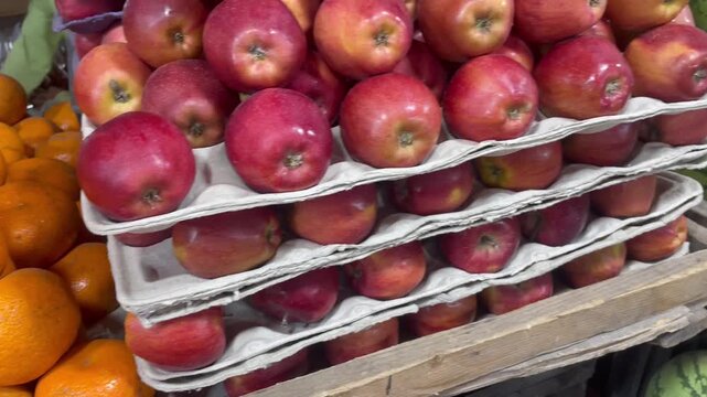 citrus watermon apple fresh organic sale in the street market in india