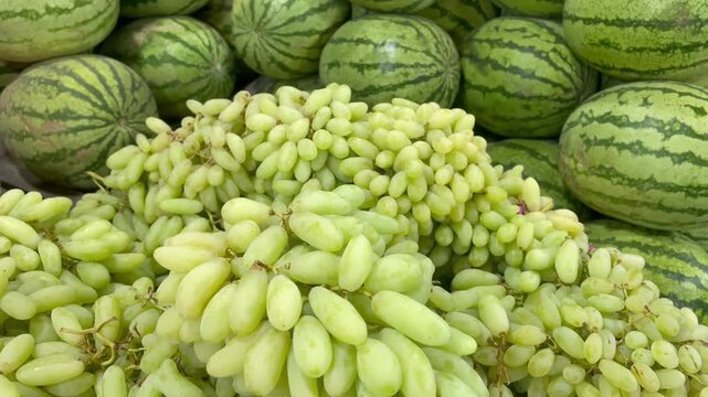 grapes and water melon fresh organic sale in the market
