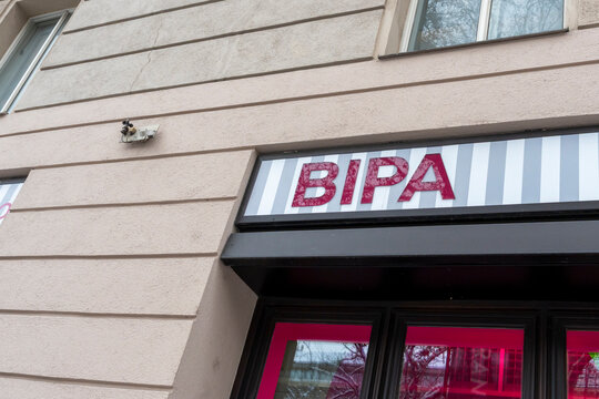 Vienna, Austria- Feb 21, 2026: The storefront of BIPA showcases modern branding with the company name prominently displayed in stylized letters against a neutral wall.