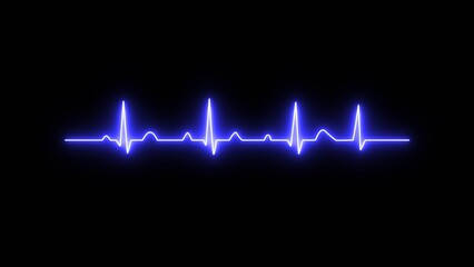 Heartbeat test icon neon signal on black background. Glowing neon line heartbeat icon illustration.