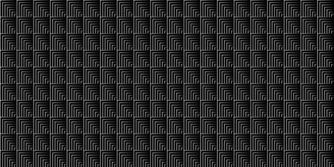 Vector Illustration Y2k Seamless pattern of embossed black square cells. Dark geometric panel with a repetitive micro-relief and depth effect.