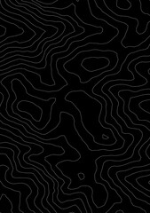 Fototapeta premium Curvas de nivel sobre fondo negro. Mapa topográfico