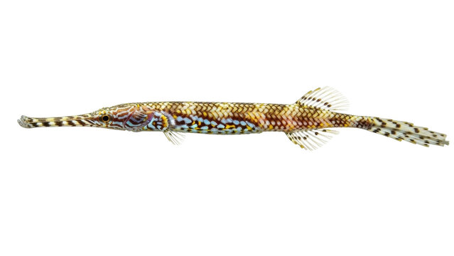 Isolated dragonface pipefish, Solenostomus paradoxus, camouflage, cryptic coloration