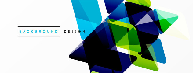 Abstract geometric shapes overlap, creating vibrant color gradients. White space provides clean contrast, modern design aesthetic.