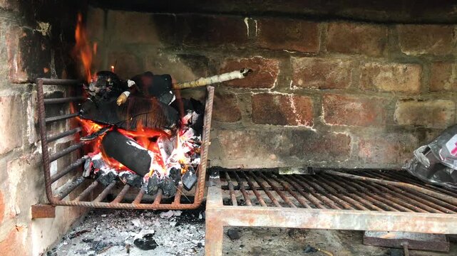 Outdoor Barbecue in Argentina - Classic Argentine Asado Cooking Process
