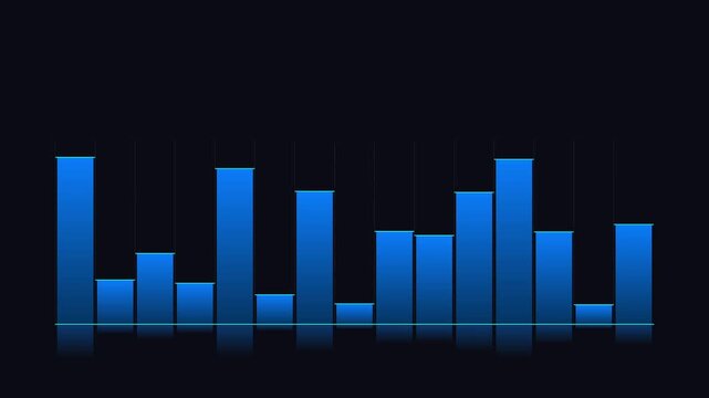 Corporate bar chart composition with glowing separators